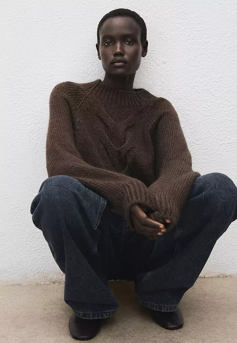 Braided Sweater With Perkins Neck