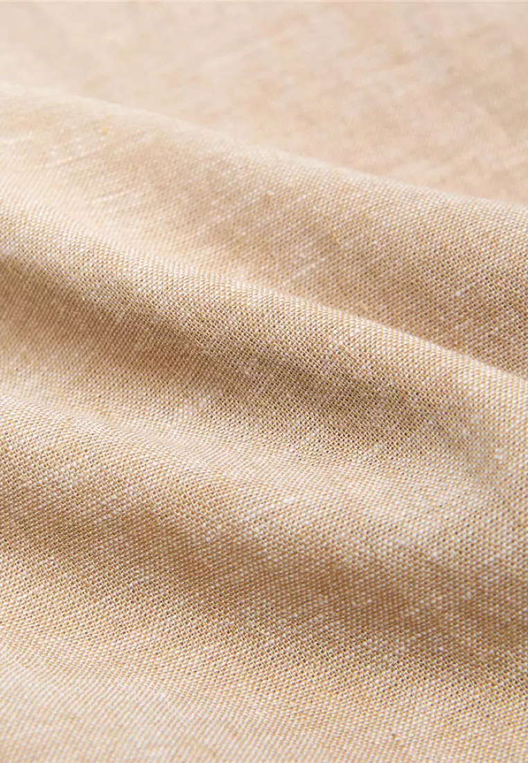 Men's Linen Cotton Slim Short Sleeve Shirt 01046214