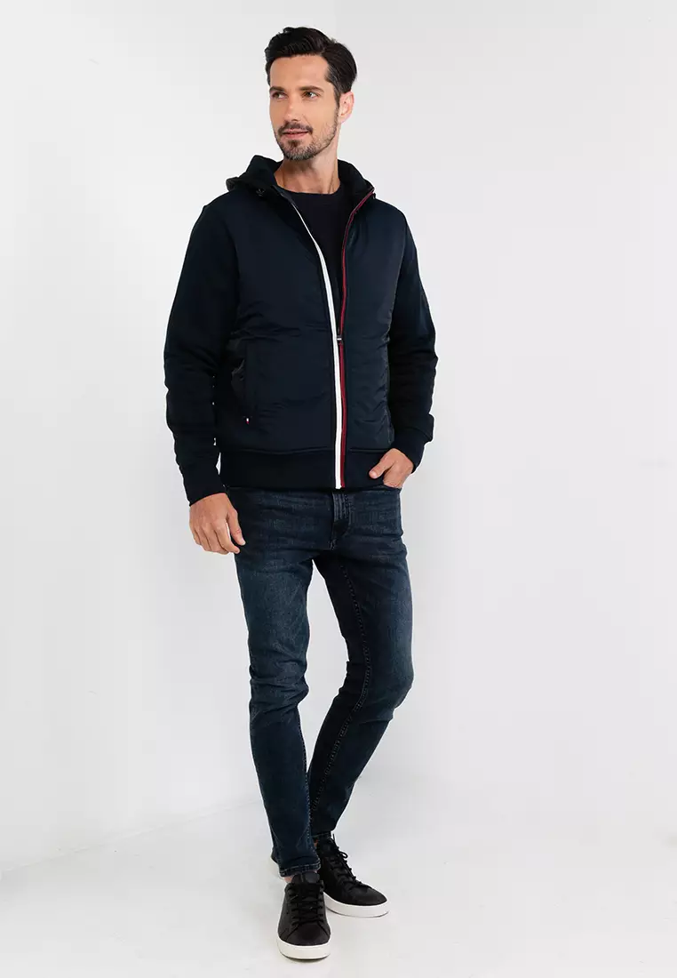 Tommy hilfiger mixed media zip top front