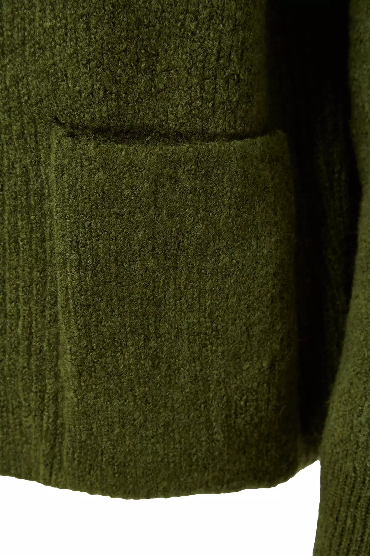 Khaki Wide Fit Soft Textured Pocket Detailed Knitwear Cardigan Twoaw24Hi133