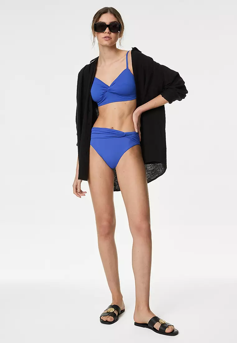 Padded Twist Front Plunge V-Neck Bikini Top