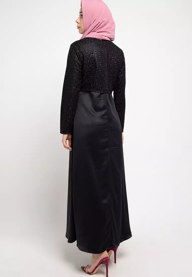 Emma Maxi Dress In Black With Lace