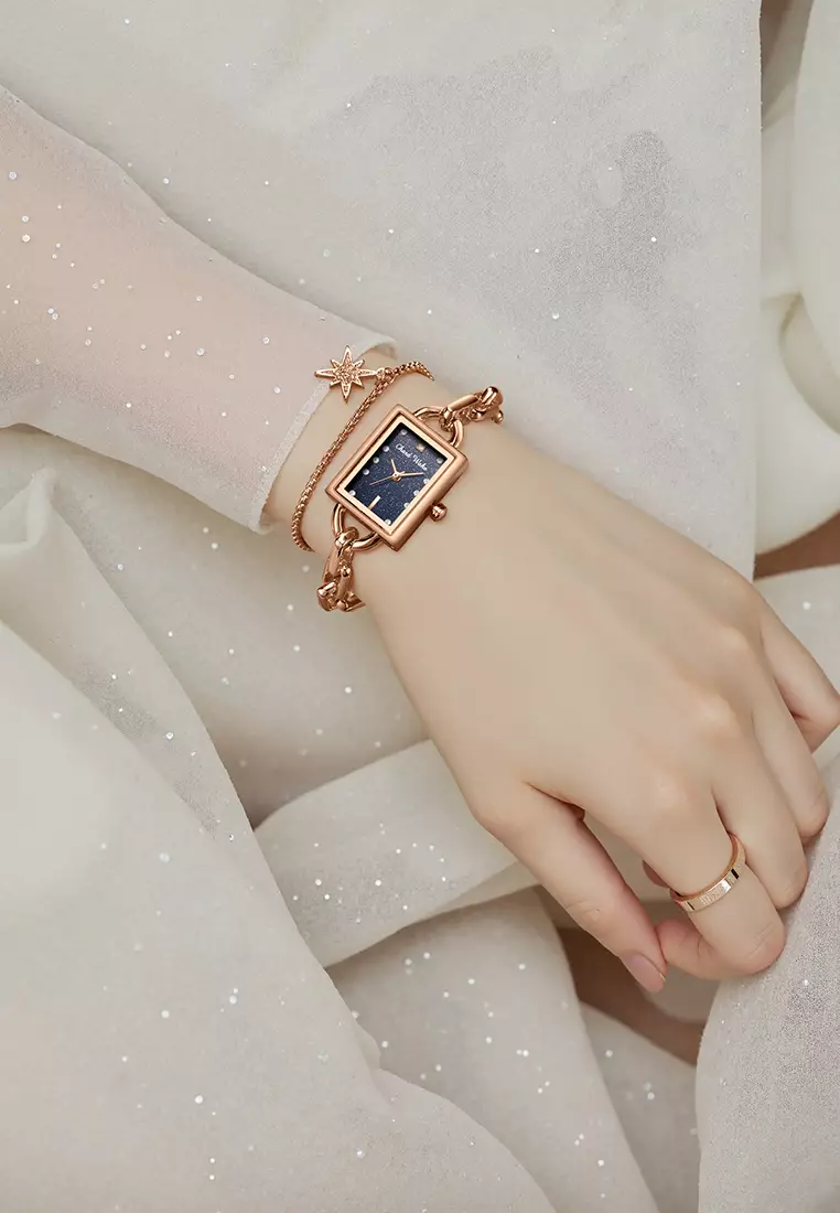 Jam Tangan Wanita Gelang Original Korea Fashion Anti Air Kuarsa Jam Tangan Cewek roseblue