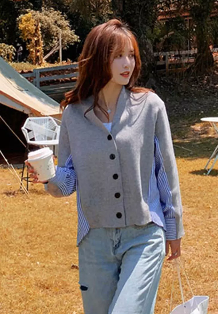 Knitted button down sweater shop