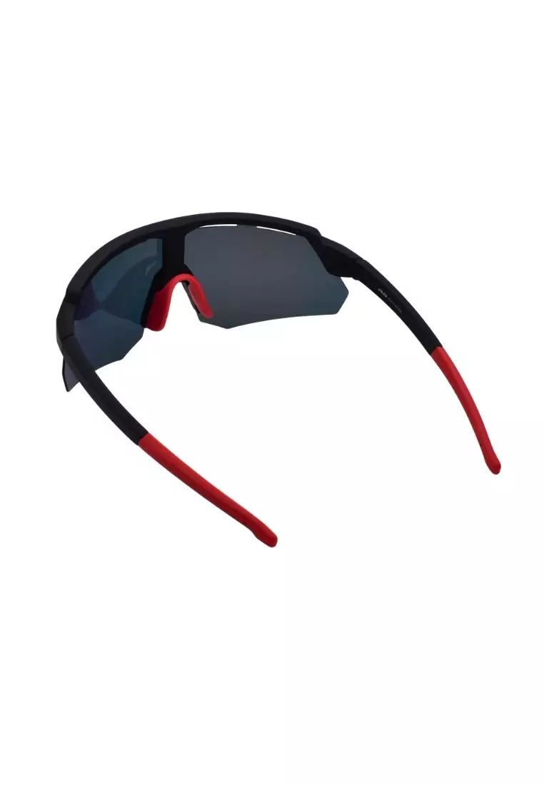 Oversized Angular Semi Frameless One Piece Lens with Vents Polarized Sunglasses