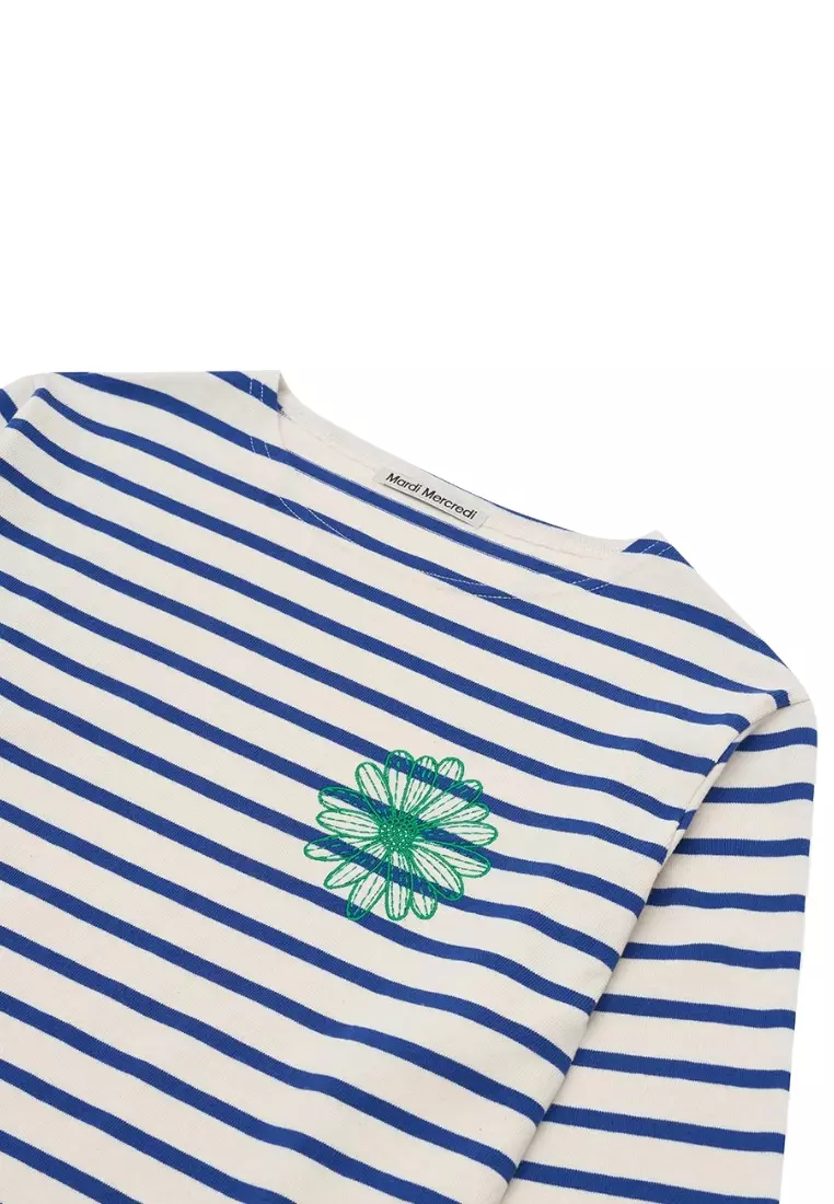 Tshirt Long Sleeve Stripe - Blue Green