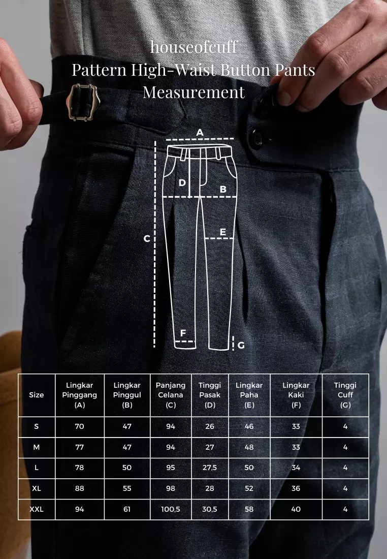houseofcuff Celana Panjang High Waist Gurkha Navy Side Tab Checkered