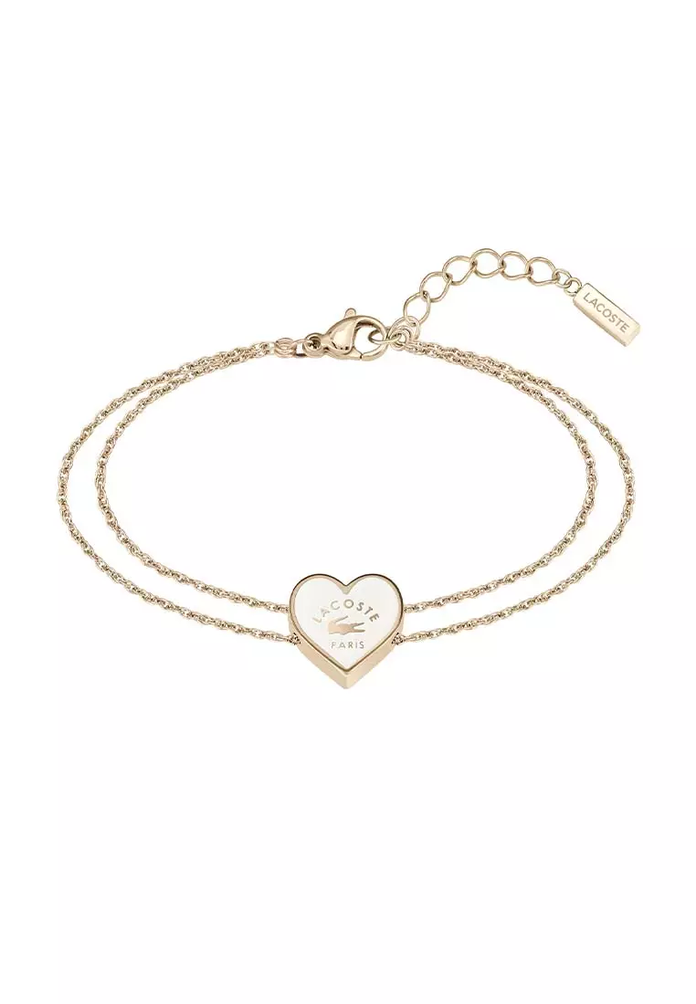 Love My Croc Carnation Gold Blush Colored Enamel Heart Bracelet Bracelet LAJ-2040397