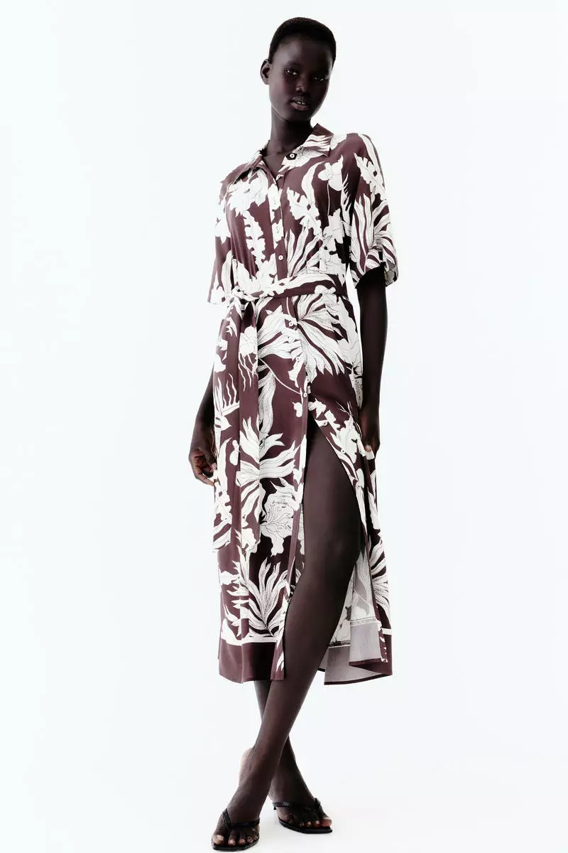 Tie-belt shirt dress