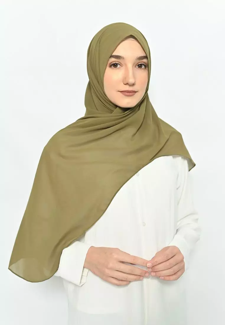 Pasmina Ceruty Instan Oval Olive with Inner