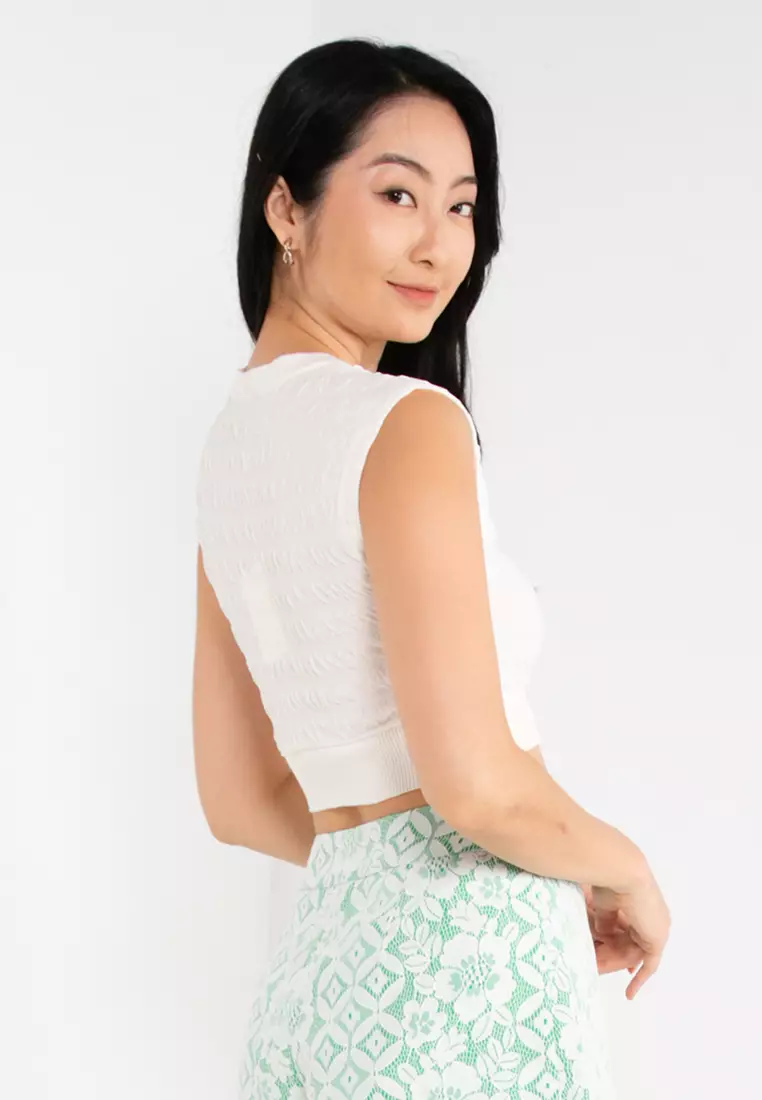 Sleeveless Textured Crop Top