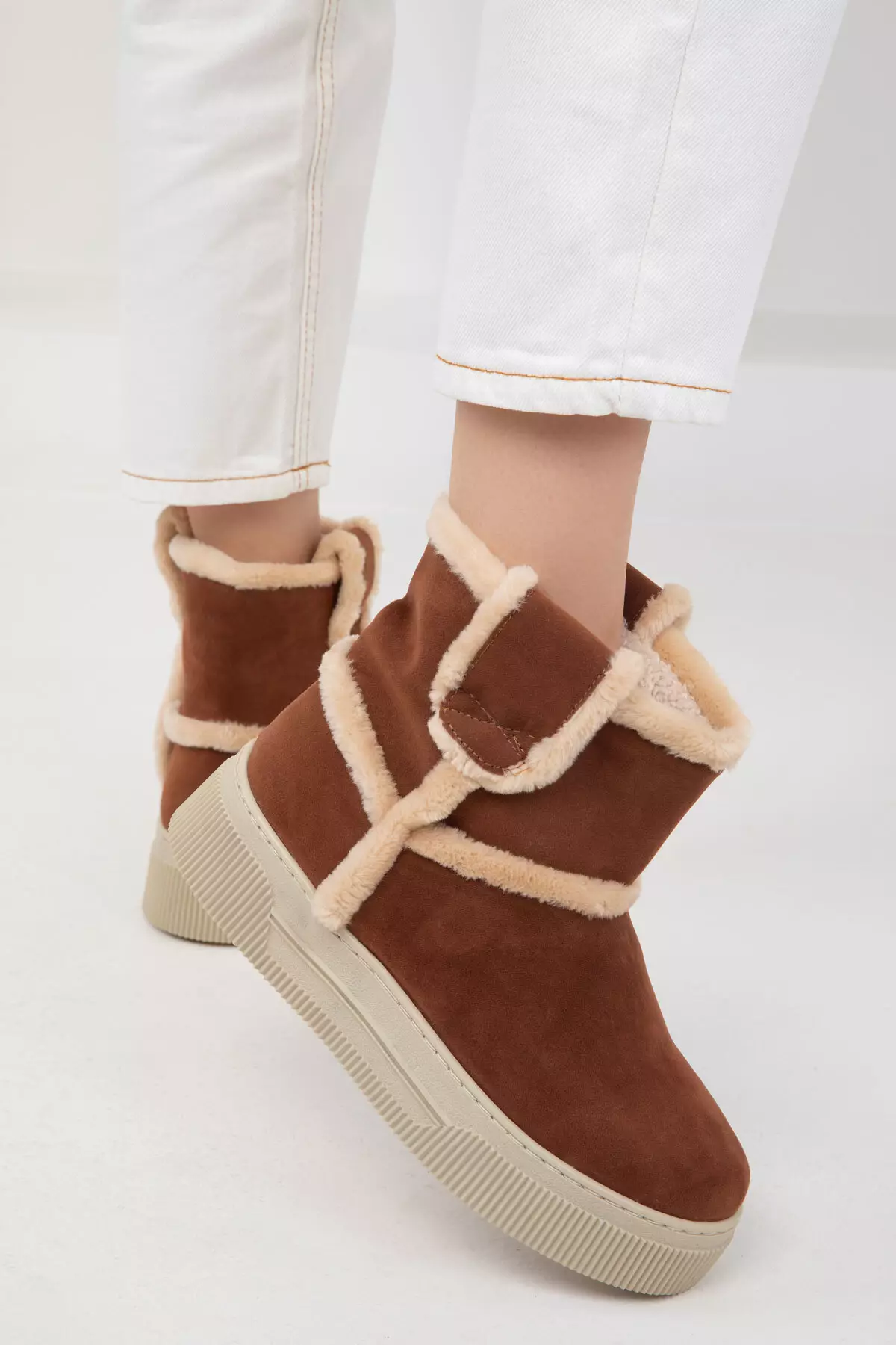 Tan Suede Women's Boots - 20011 Model Bootie