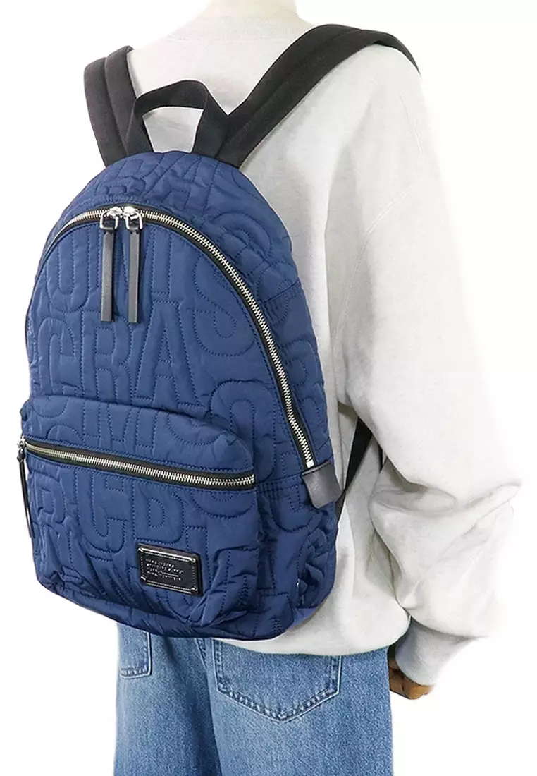 Nylon Jumbled Logo Workwear Backpack Bag in Azure Blue 4S4HBP001H02