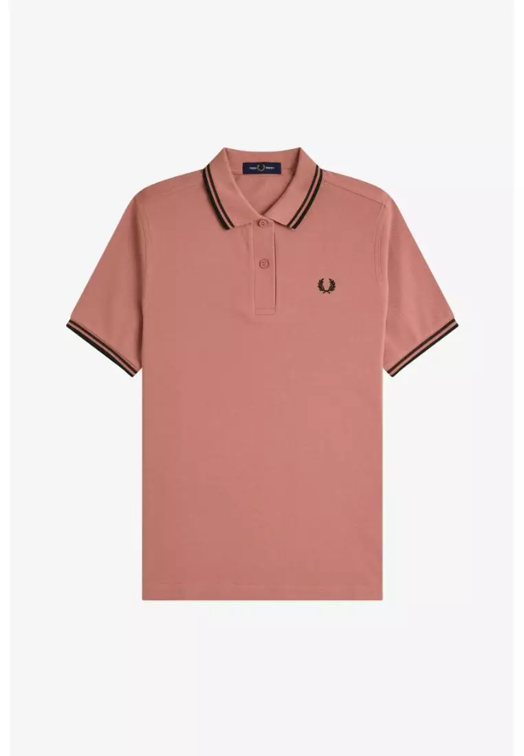 Fred Perry G3600 Twin Tipped Fred Perry Shirt (Putty Pink / Carrington Brick / Black)