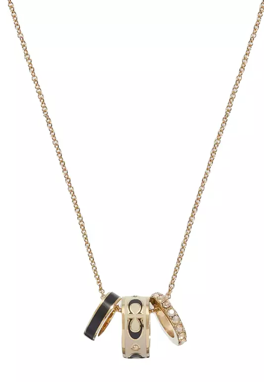 Signature Enamel Rondell Necklace in Gold/ White CI905