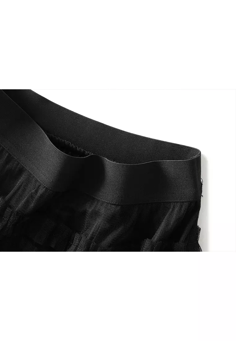 Spring/Summer Pleated Mesh Tiered Skirt AF2210