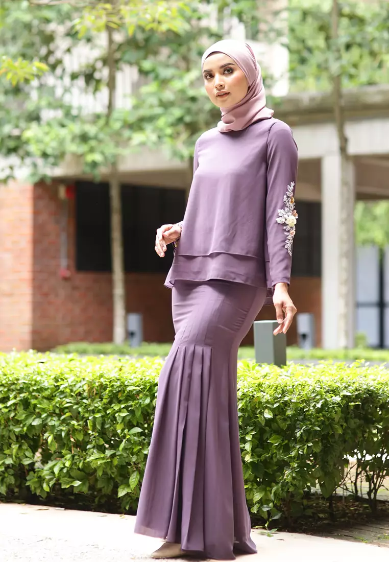 Gloria Kurung Kedah Modern in Dusty Purple