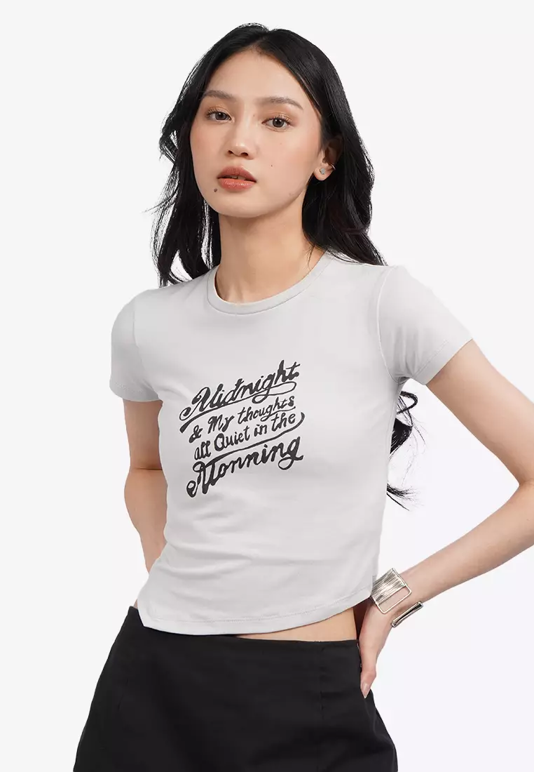Graphic T-Shirt with Asymmetric Hem