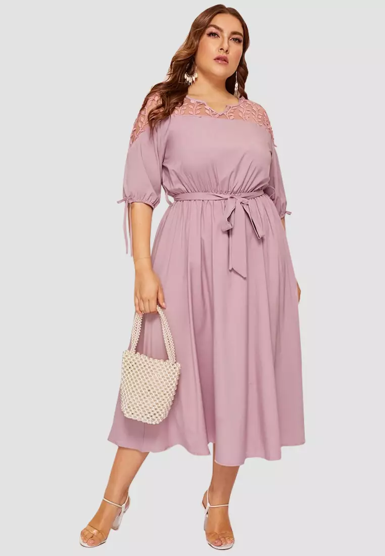 Buy Miss M Curve Old Rose Floral Plus Size Dress 2024 Online