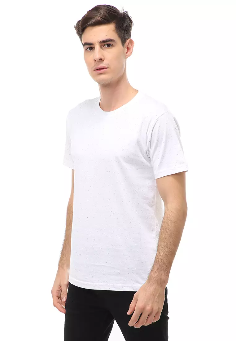 Jack T-Shirt Atasan Kasual Kaos Polos Polka Pria Lengan Pendek Material Cotton ORIGINAL - White