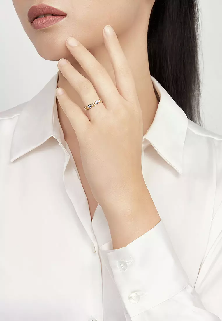 HABIB Cari White and Yellow Gold Ring, 916 Gold