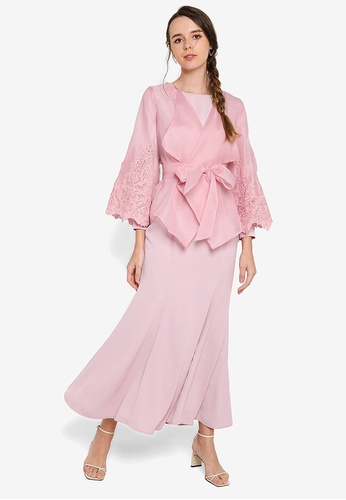 Lubna pink Organza Wrap Top With Mermaid Dress 3E7C1AAEBD7754GS_1