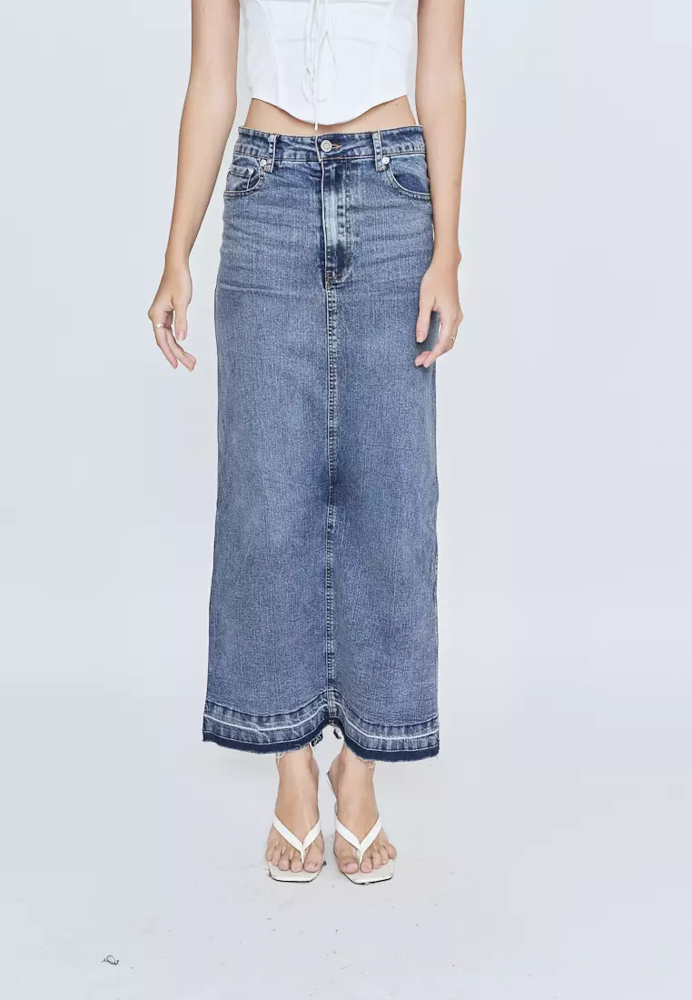 Midi skirt with discount pockets in the back