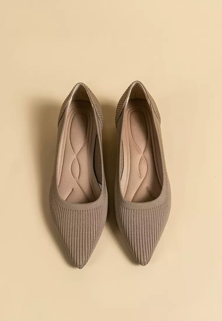 4CM ‌Pointed-toe Fly Knit‌ Chunky Heels‌ TJ1508