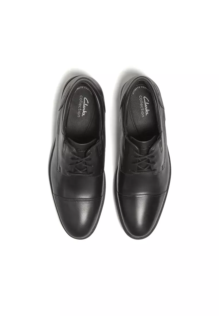 Mens Steadwell Cap Formal Shoes - Black Leather