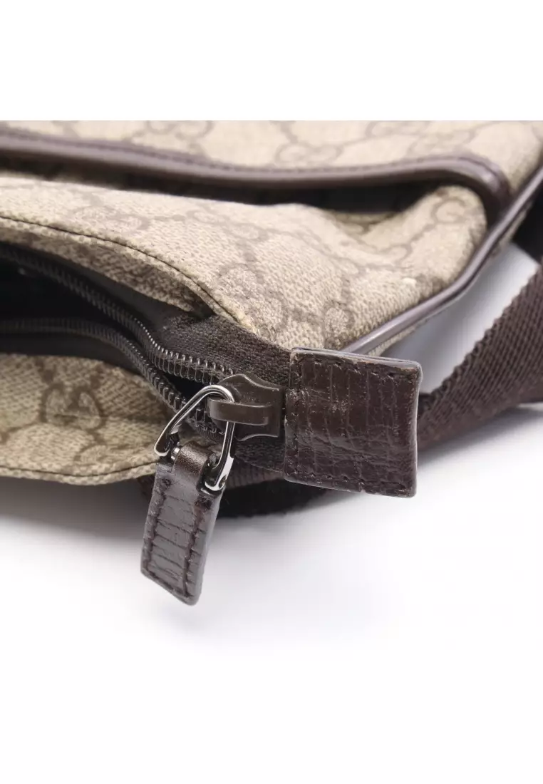 Pre-Loved Gucci GG Plus Shoulder bag PVC leather beige Brown