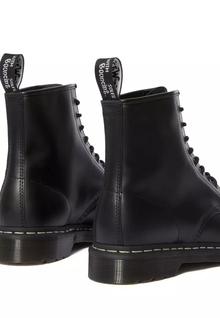 1460 WHITE STITCH LEATHER ANKLE LACE-UP BOOTS - WOMEN