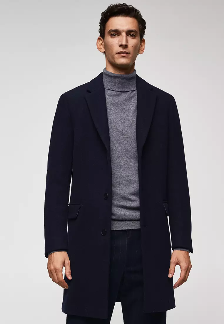 Mango blue outlet wool coat