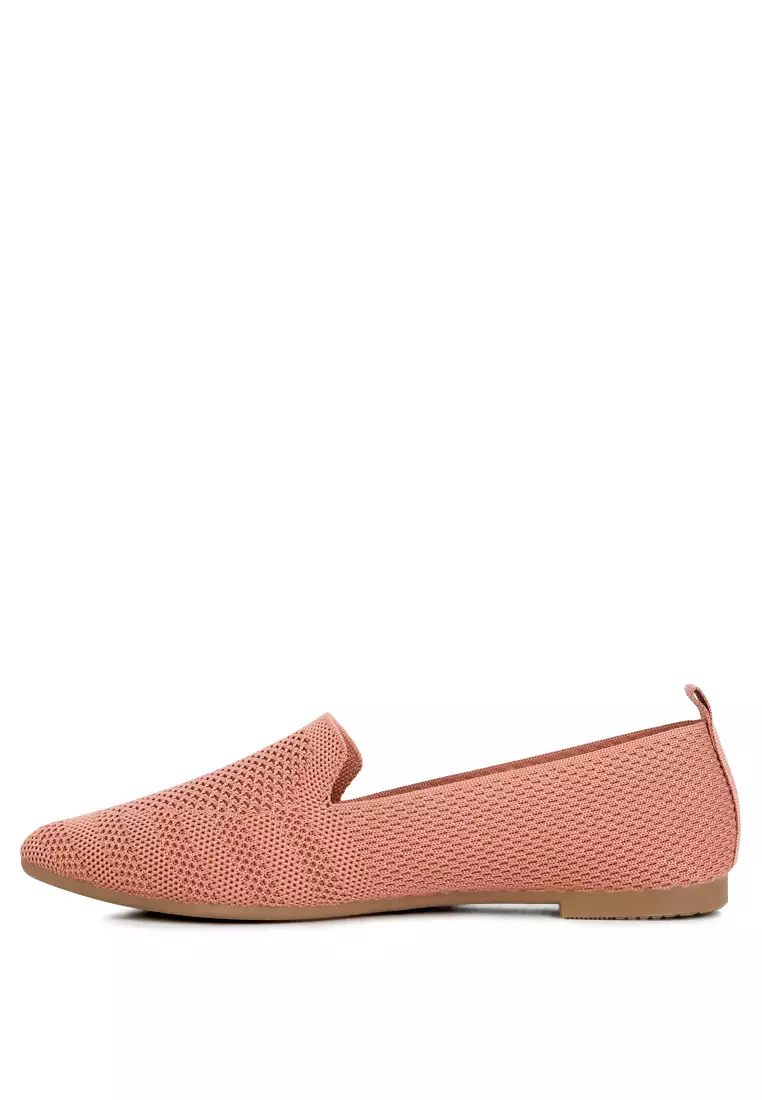 Knit Textile Solid Flats in Pink