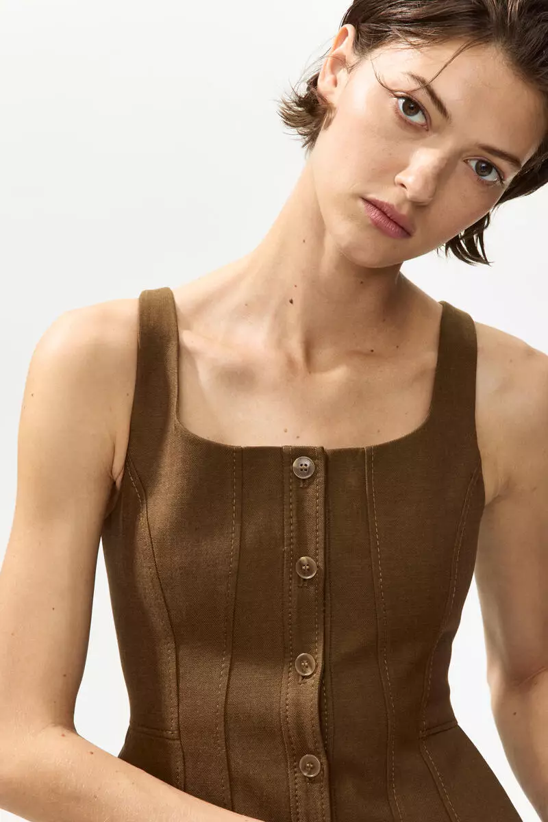 hm brown crochet dress H&M HM Edition Summer CROCHET-LOOK Dress w/ FRINGE Long DARK BROWN