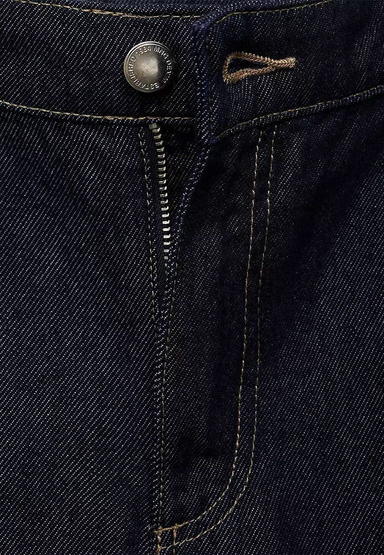 Wide-Leg Pleated Jeans