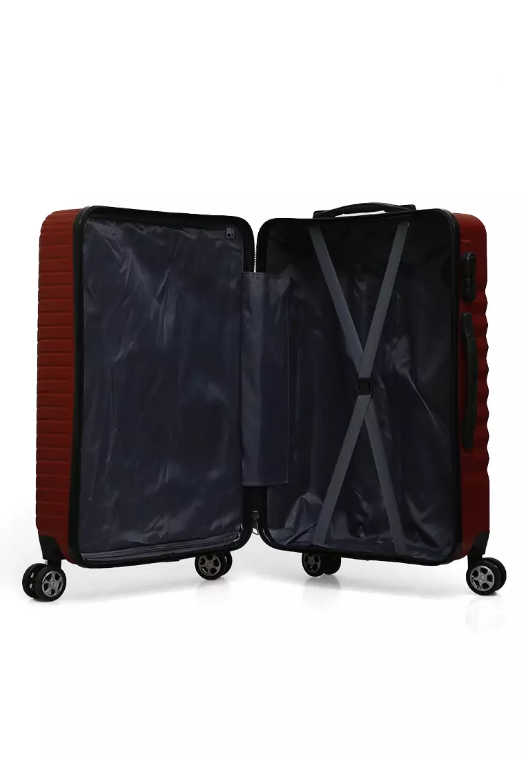 Isvara Tas Koper Hardcase Fiber One Set Unisex Large Compartment Suitcase Code Lock System Material ABS+PVC Coated ORIGINAL - Red