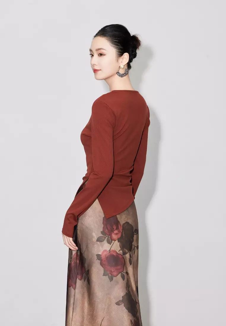 Brand new irregular retro design knitted top K100902