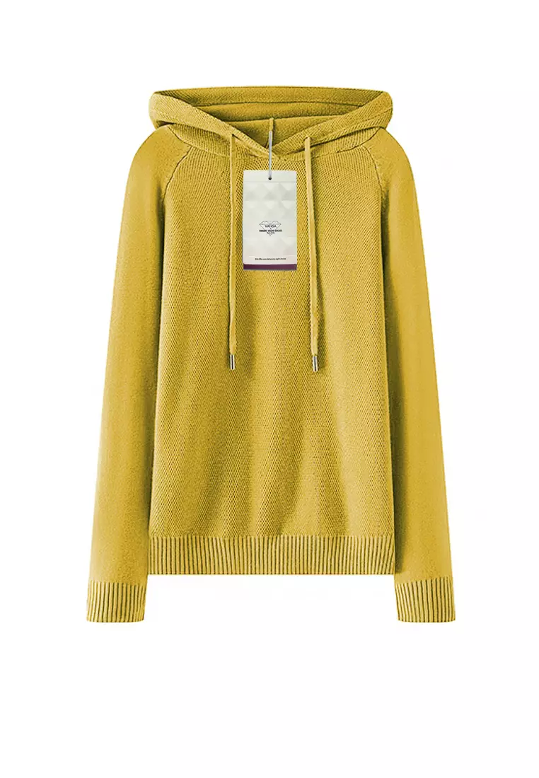 VANSASolid Color Hooded Knitted Sweater VCW-Kw-05232