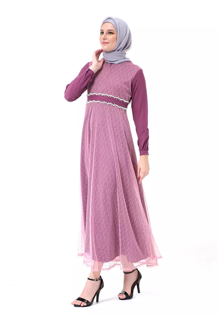 Oriza Long Dress Wanita High Quality Premium - Murlberry