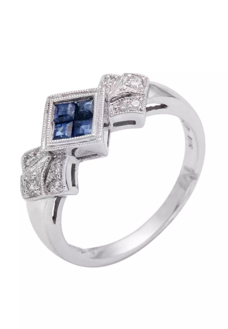 Gold blue diamond ring hot sale