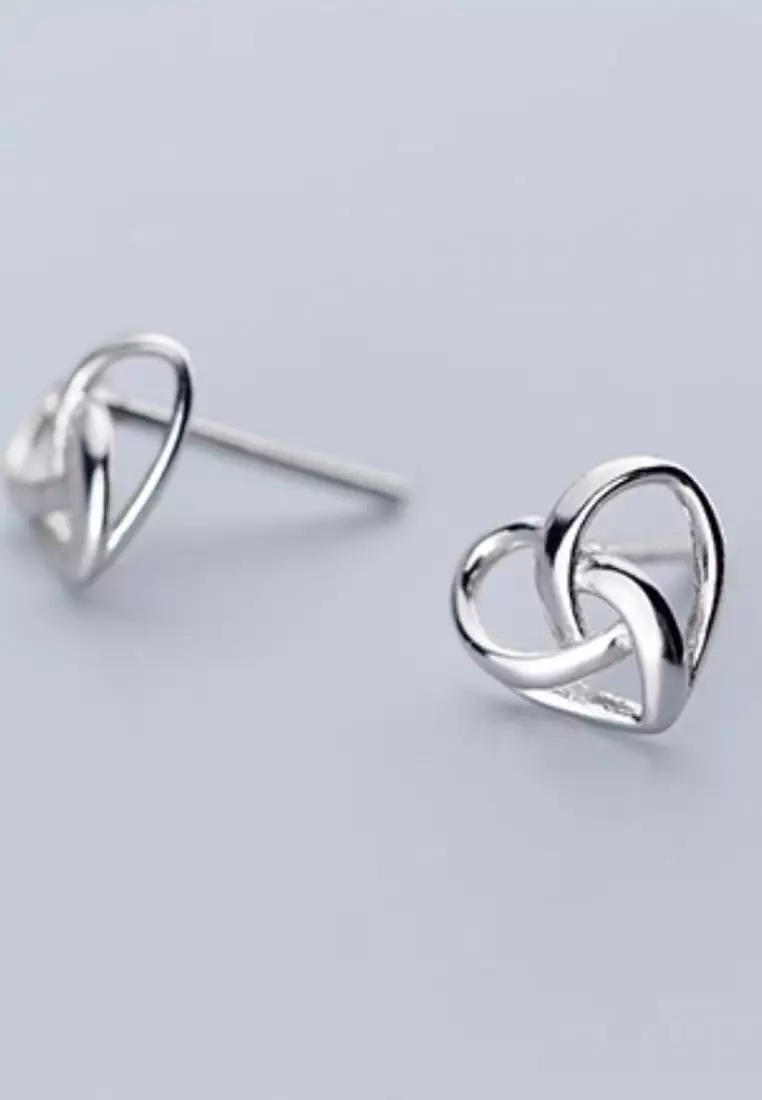 925 Silver Hollow Out Heart Earrings JW AR-G4427