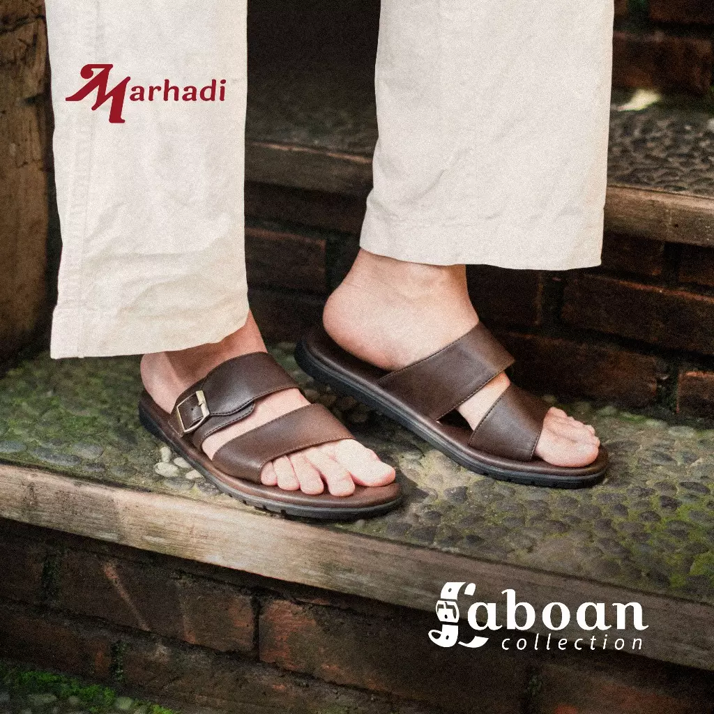Marhadi Sendal Pria Sandal Kulit Cowok - Laboan Double Band