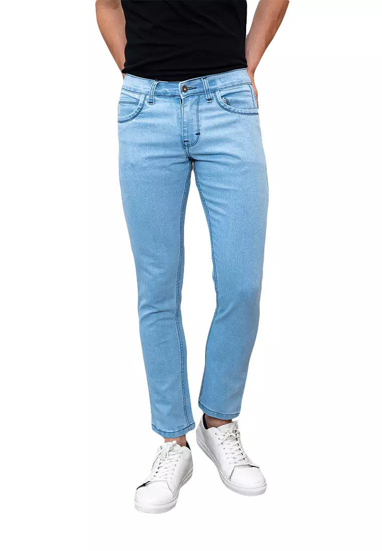Celana panjang Jeans Slim Fit biru muda denim pants pria houseofcuff