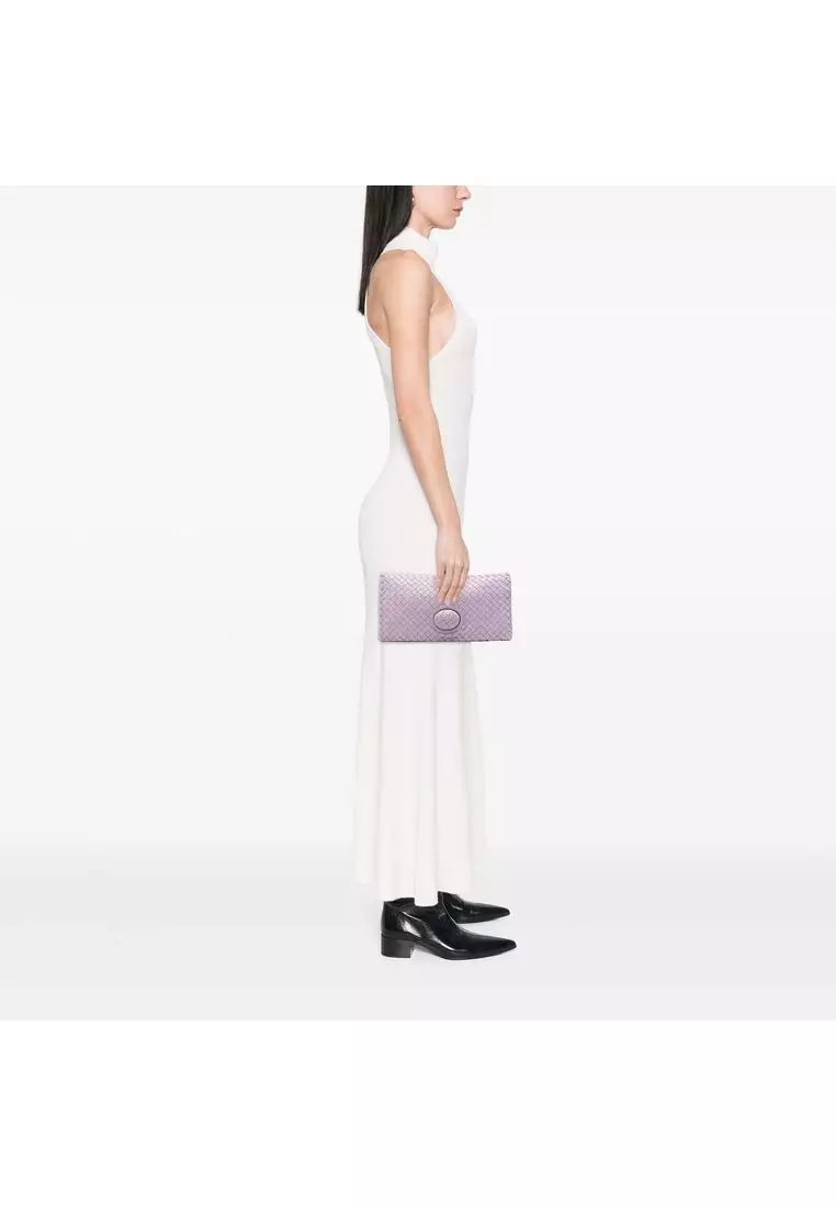 Pre-Loved Bottega Veneta Nappa Intrecciato Turn Lock Clutch