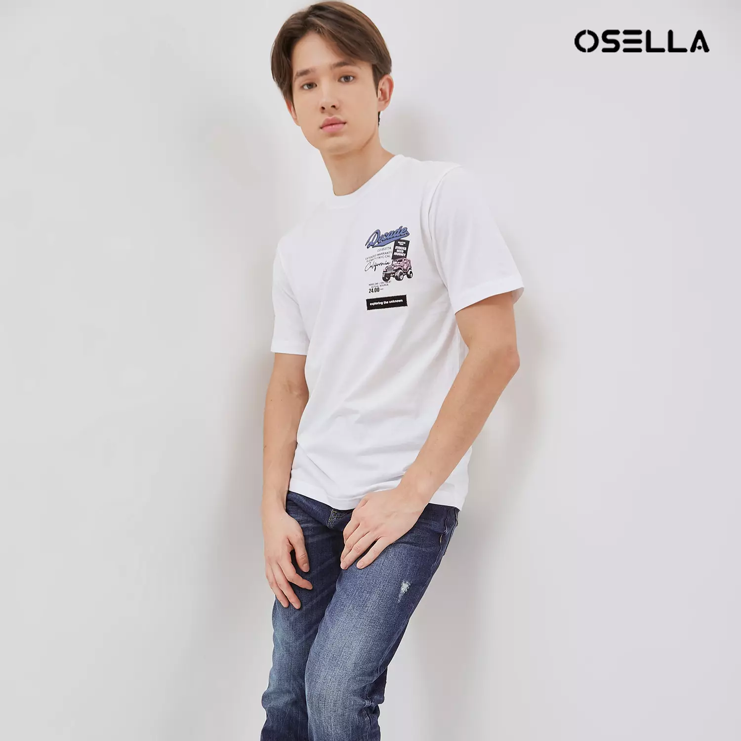 [NEW] Osella Regular Fit Print Decade T-Shirt In White 2074400601 | Kaos Pria