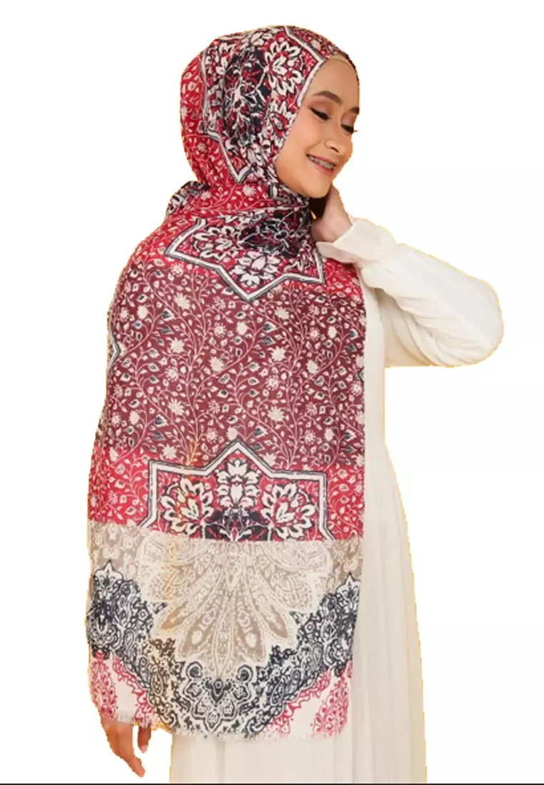 Mandala Viscose Pashmina Cranberry