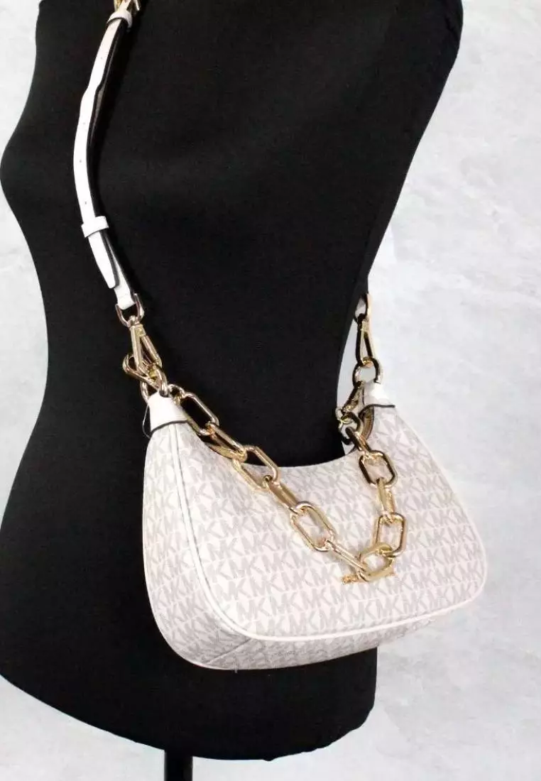 Michael Kors Cora Medium Zip Pouchette Light Cream Multi