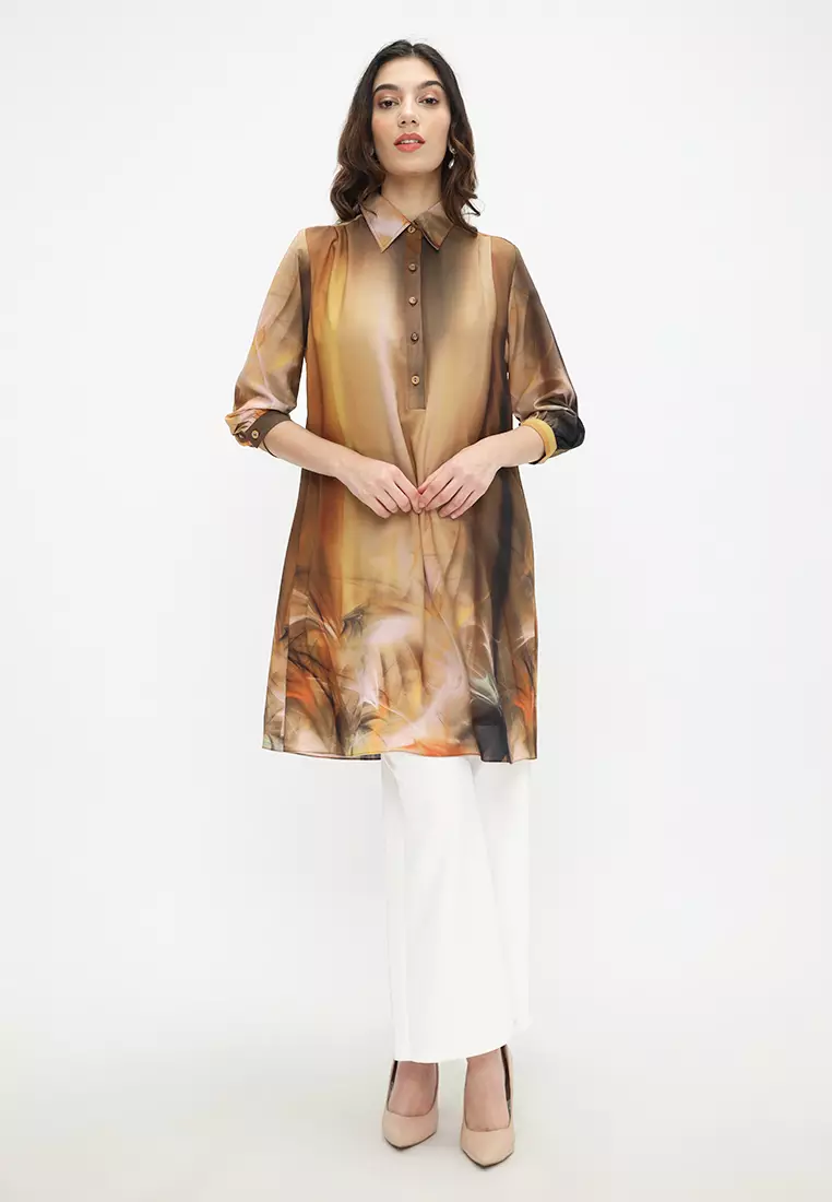 Tunik Abtrack Brown By Brilliant Girl Warna COKLAT