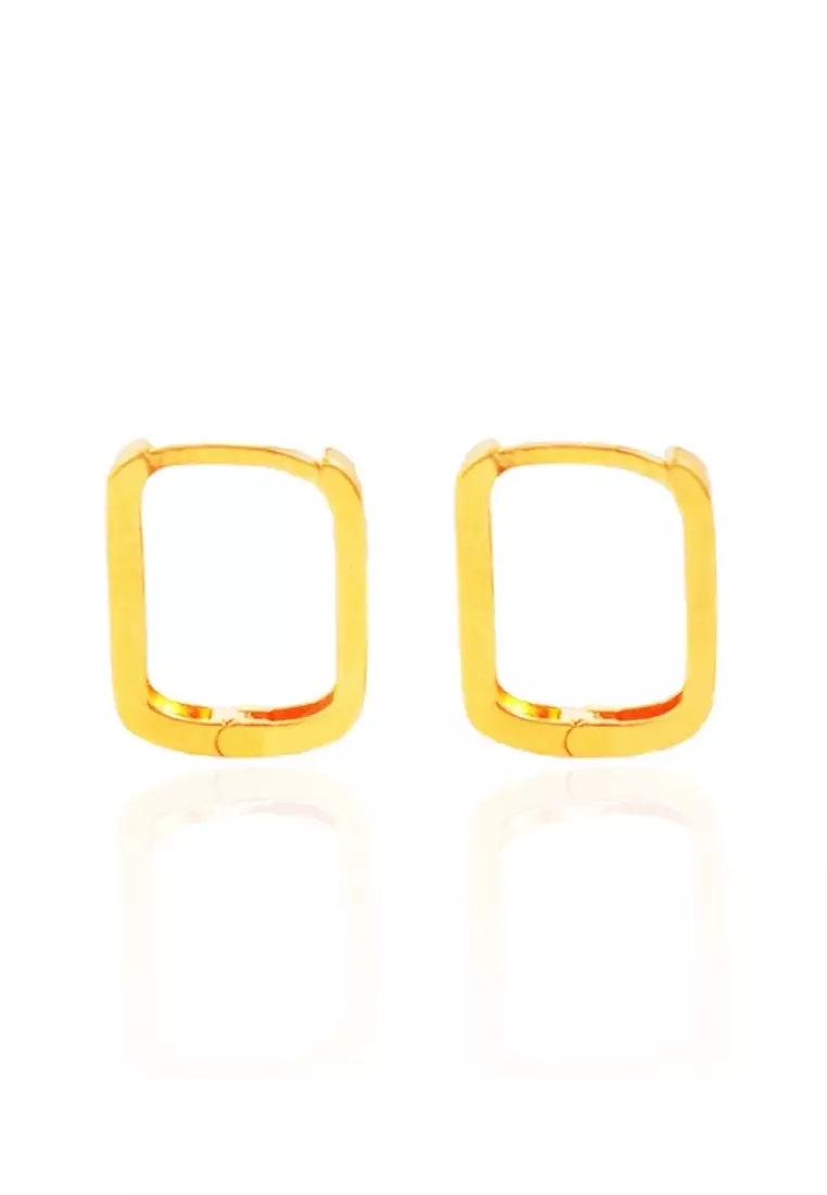 Gold square hot sale hoop earrings