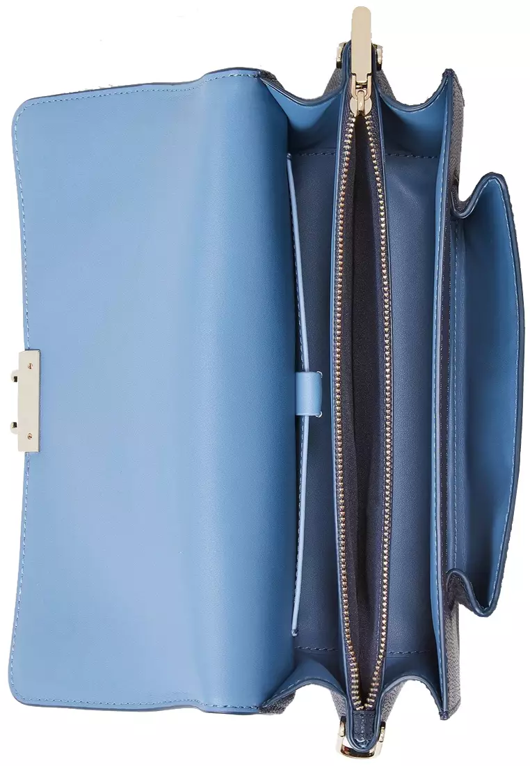 Voyage Chambray Twill Medium Shoulder Bag in Blue Multicolor K9035